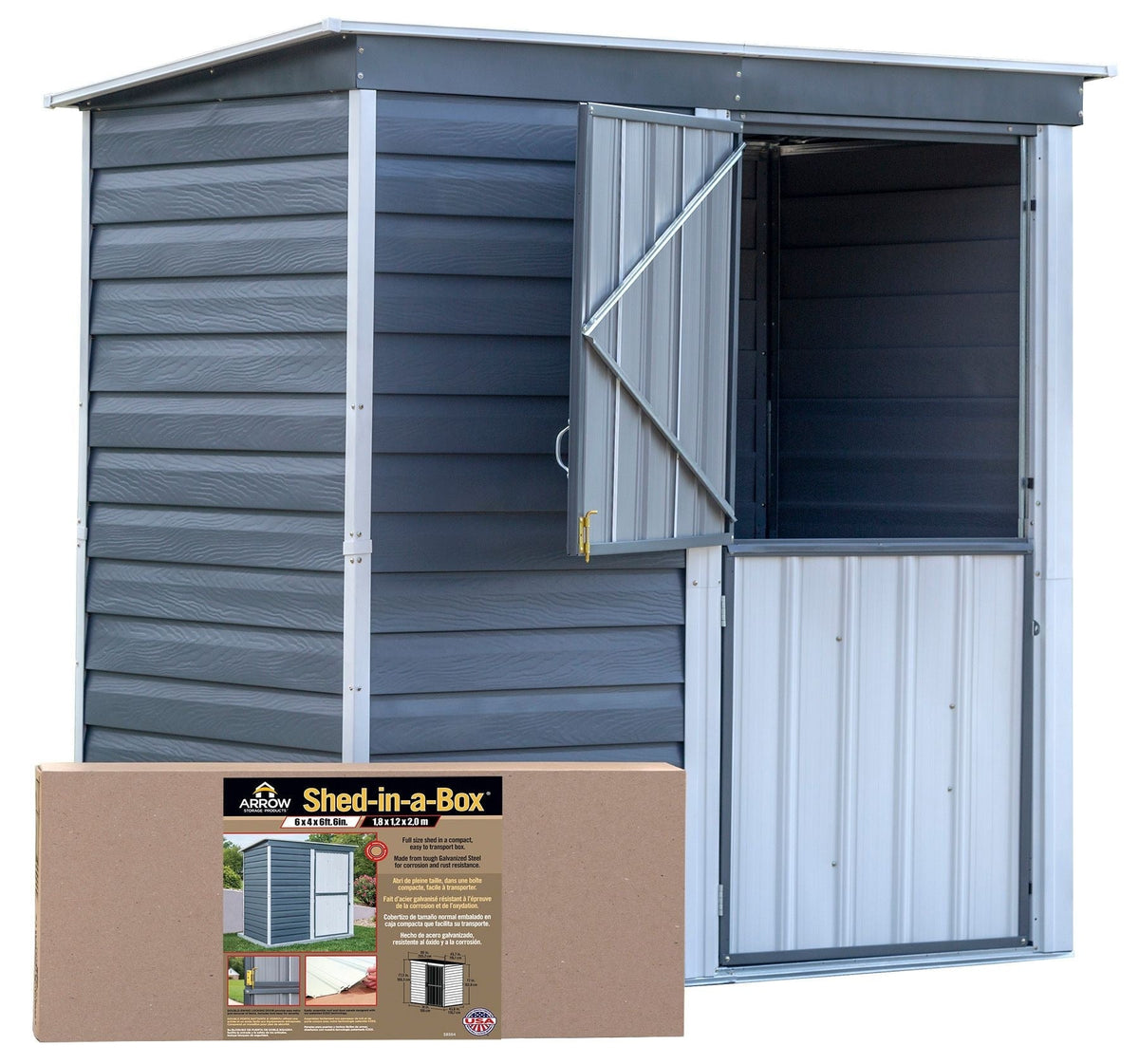 Shed-in-a-Box Steel Storage Shed, Charcoal/Cream, 6-ft x 4-ft V3C4 - product image 3