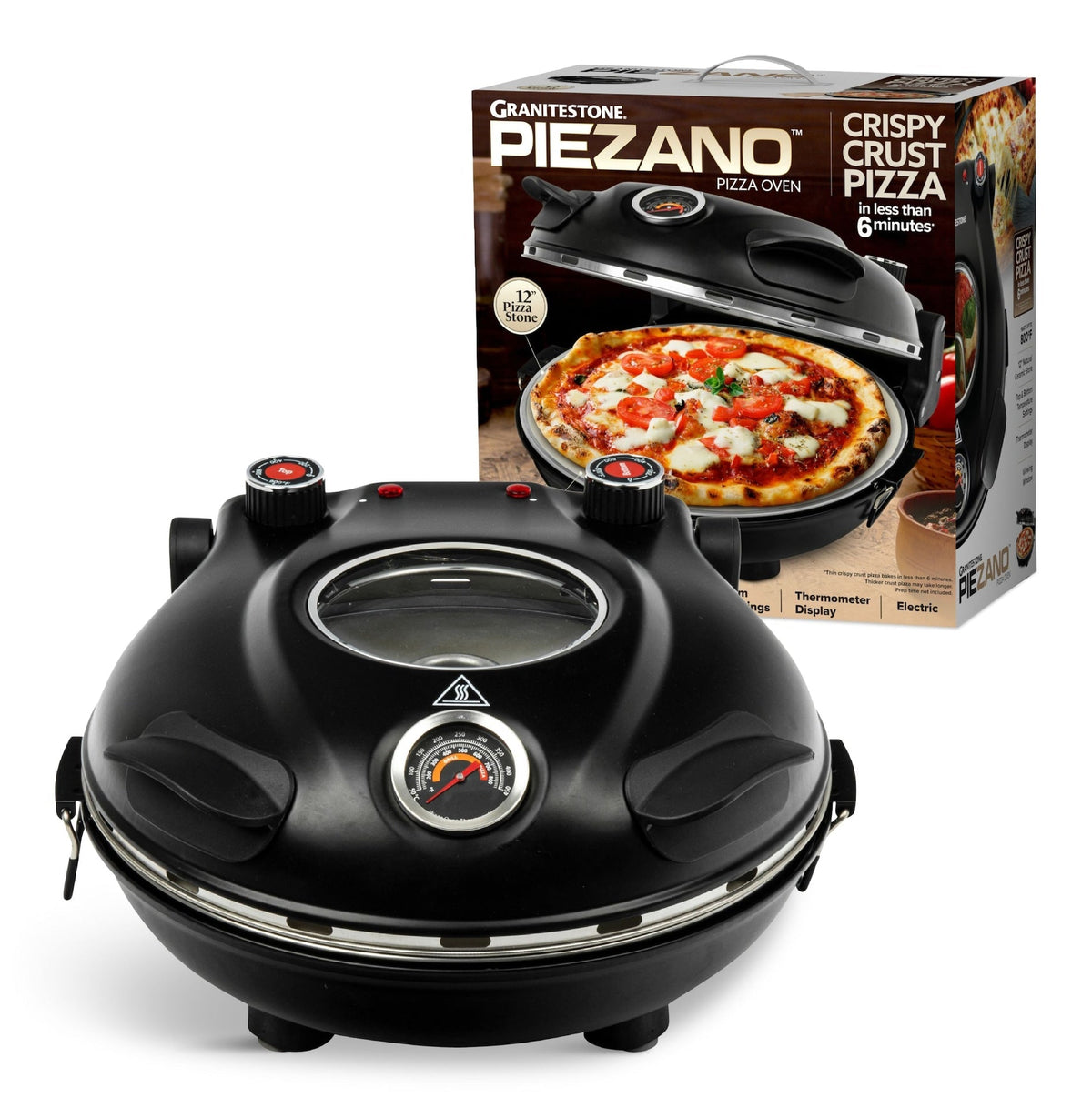 Granitestone Piezano Electric Pizza Oven, 12-in, Black J2P7 - product image 1