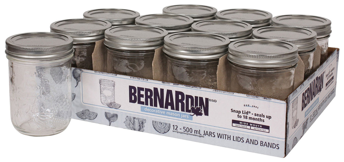 Wide Mouth Decorative Glass Mason Jars with Snap Lids, 500 mL, 12 Count Z2A1 - product image 1