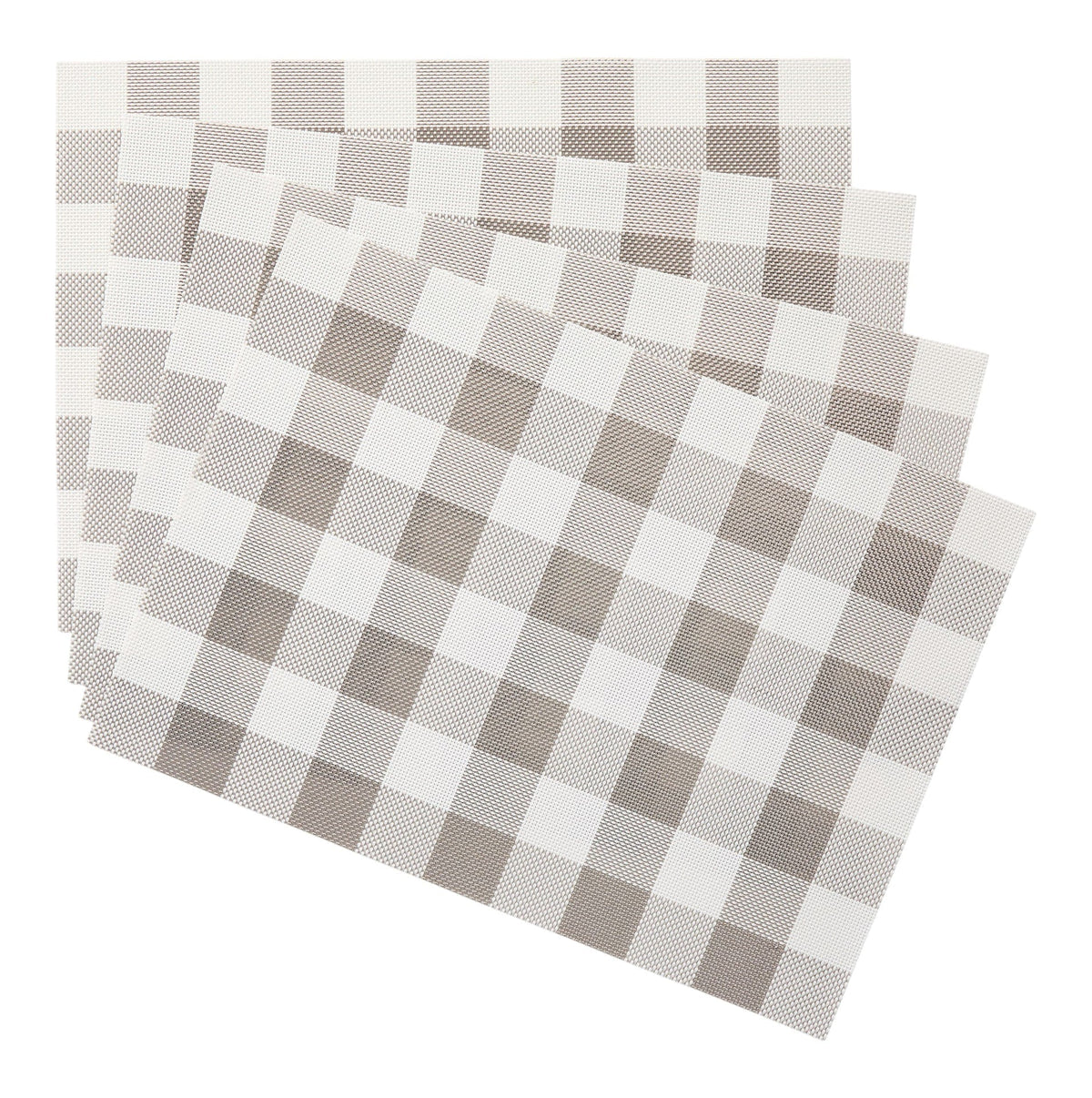 Gingham Plaid Checkered Rectangle Placemat, Silver/Ivory, 13-in x 18-in, 4-pk B8R5 - product image 1