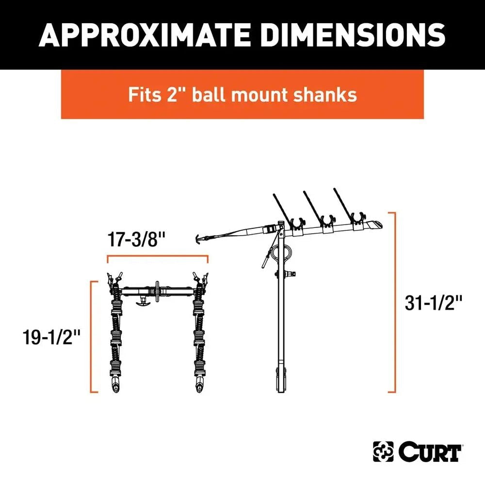 18013 Clamp-On 3-Bike Hitch Mount Bike Rack, Fits Over 2-in Receiver, Black V5X4 - product image 6