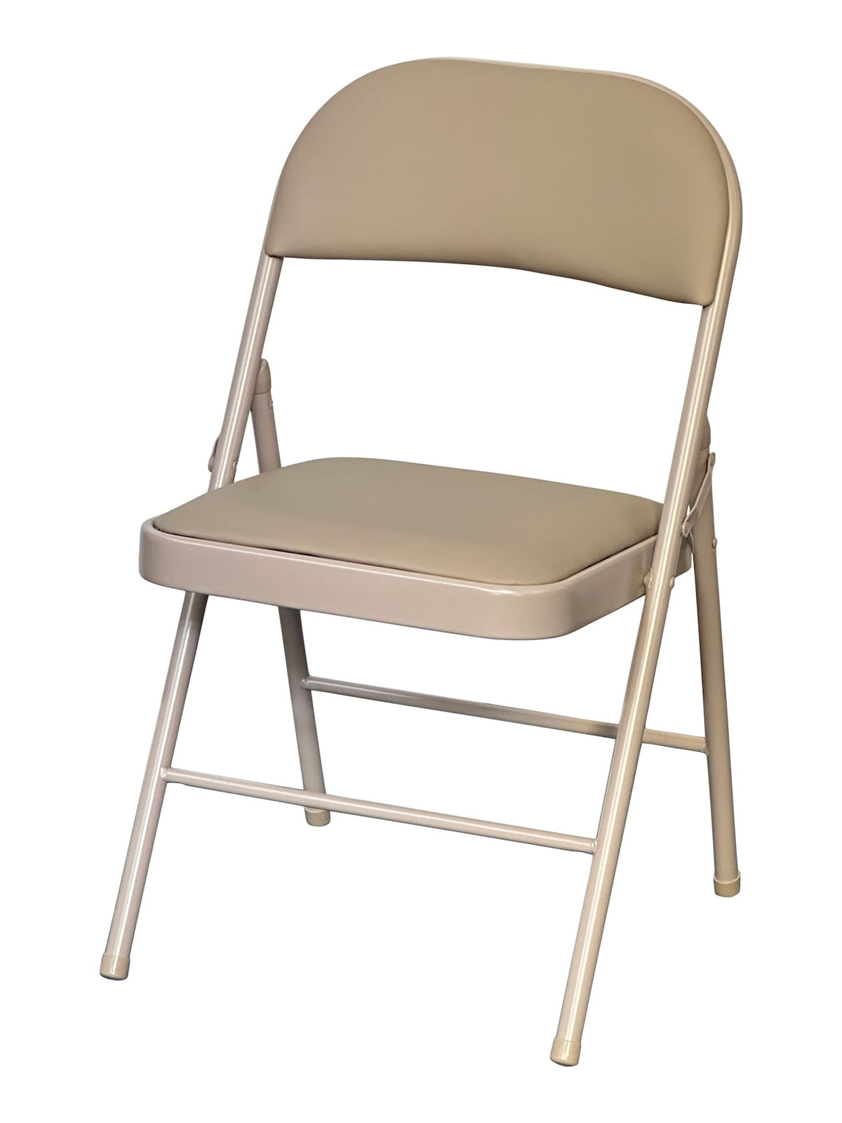 Beige Indoor Padded Vinyl Folding Chair X8M7 - product image 1