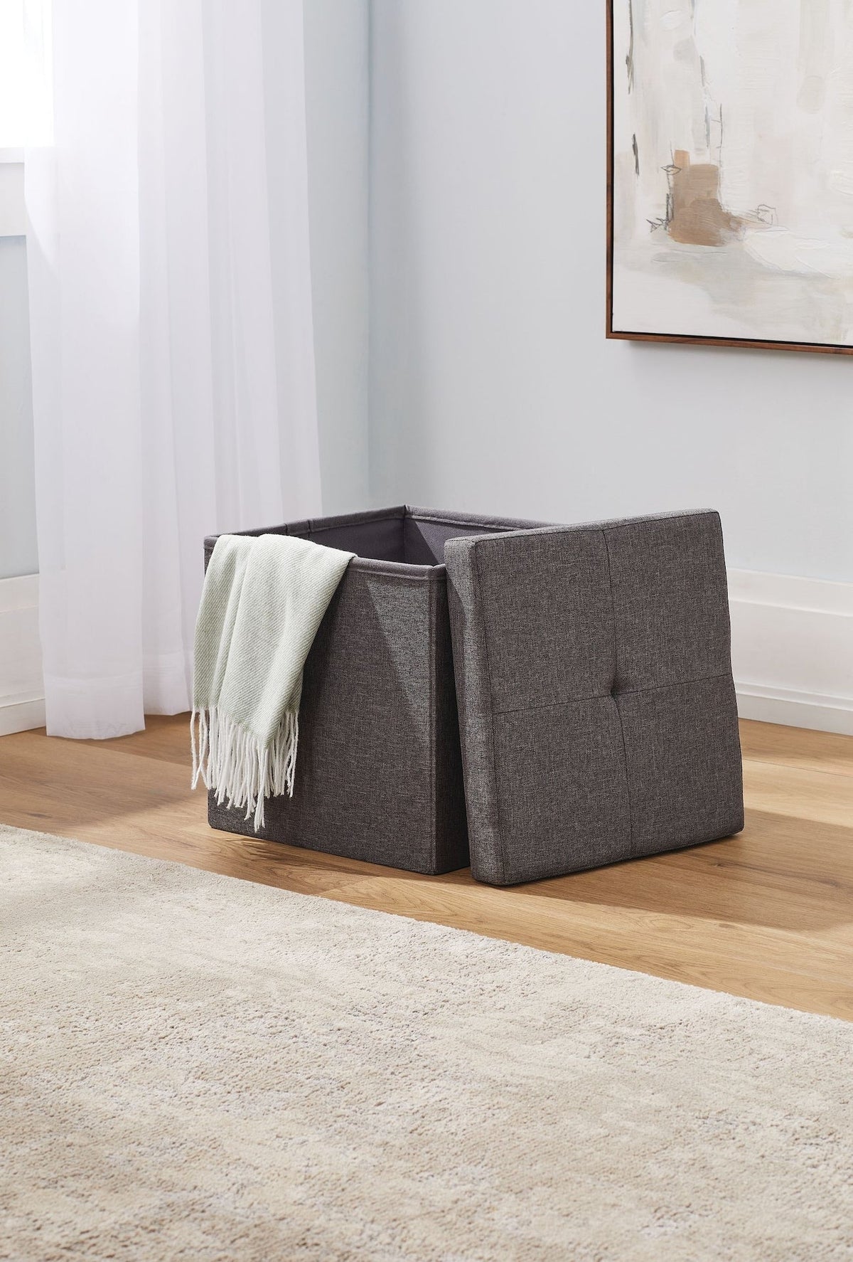 Folding Storage Ottoman, Grey P1V3 - product image 1