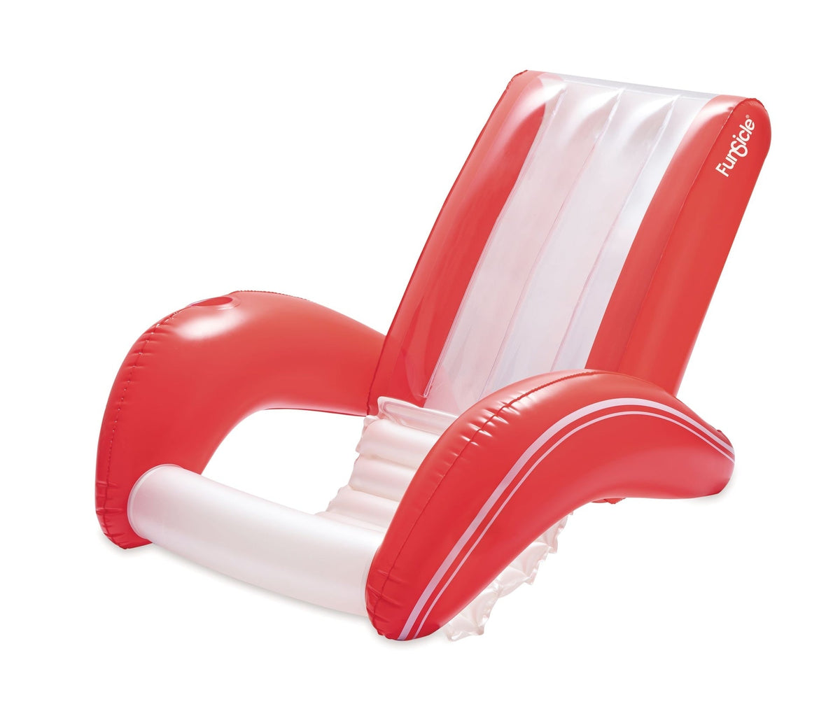 Red and White Recliner Floating Pool Lounger, Ages 14+ D2Z3 - product image 1