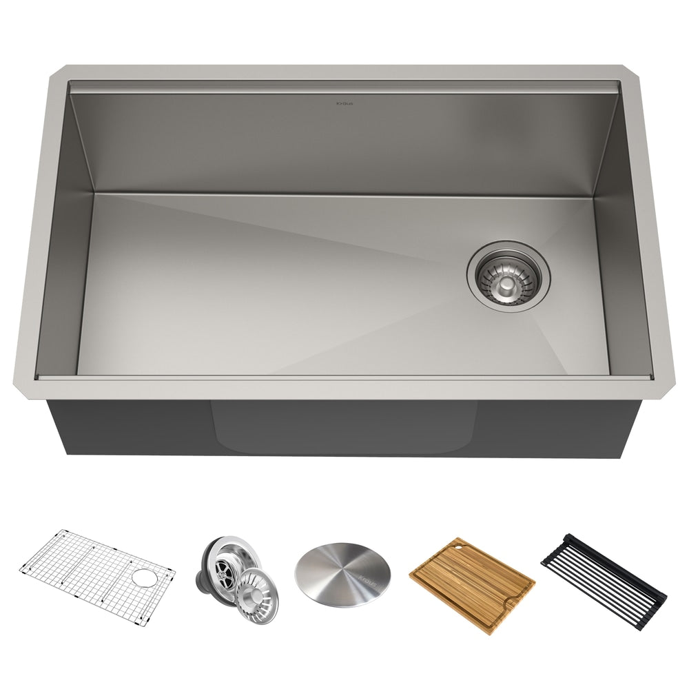 Kore Undermount Stainless Steel Single Bowl Kitchen Sink with Add-Ons, 30x19x11-in F8N1 - product image 1