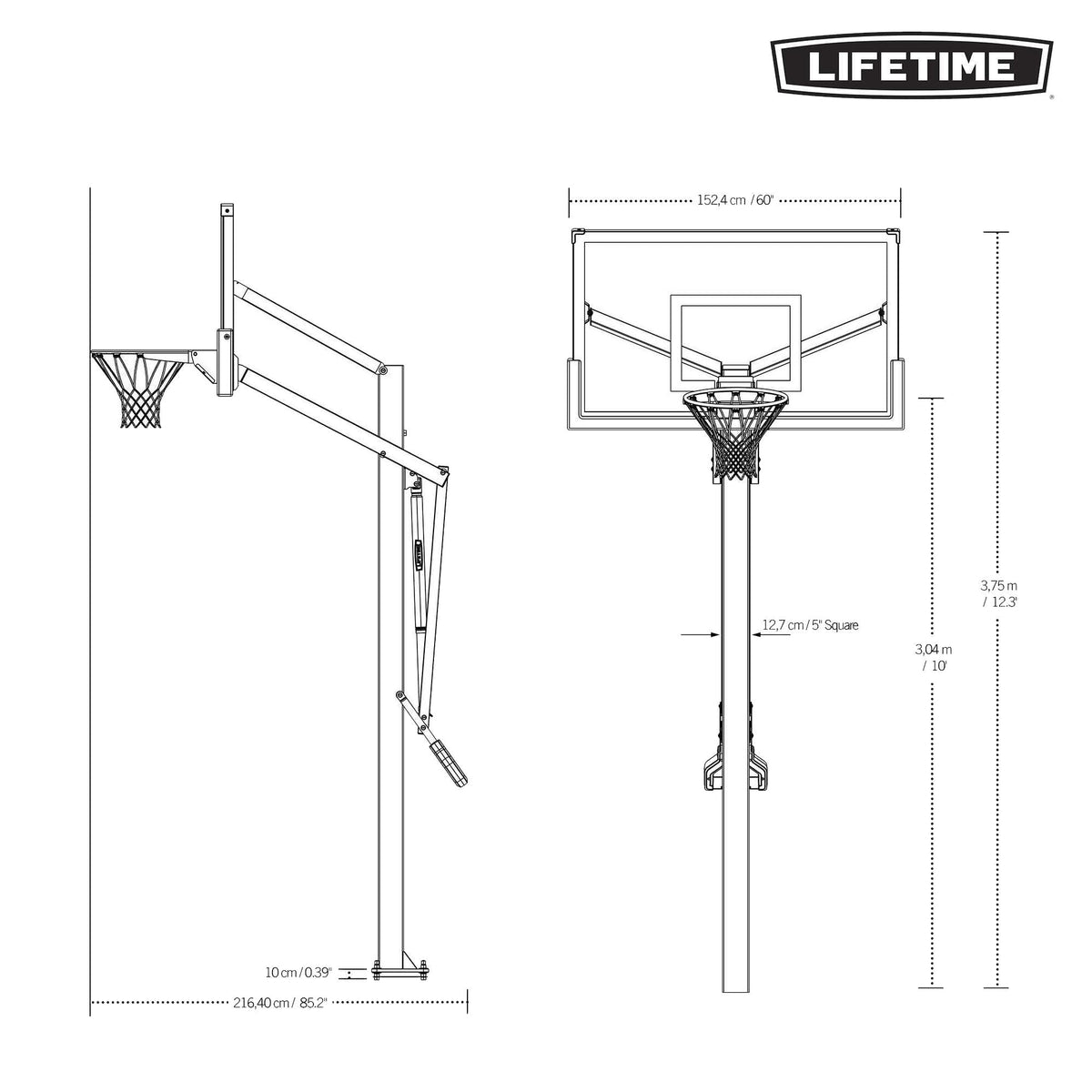 Mommoth Bolt Down Basketball Hoop with 60-in Tempered Glass T0R1 - product image 7