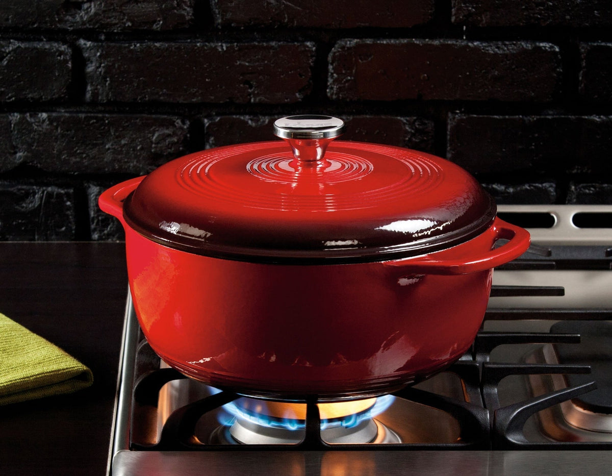 Enamel Cast Iron Dutch Oven, Red, 6-qt N1Y7 - product image 3
