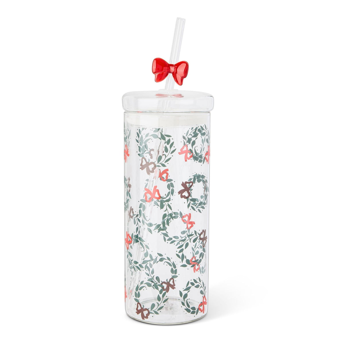 22-oz Printed Glass Tumbler with Bow Charm Straw L2S9 - product image 1