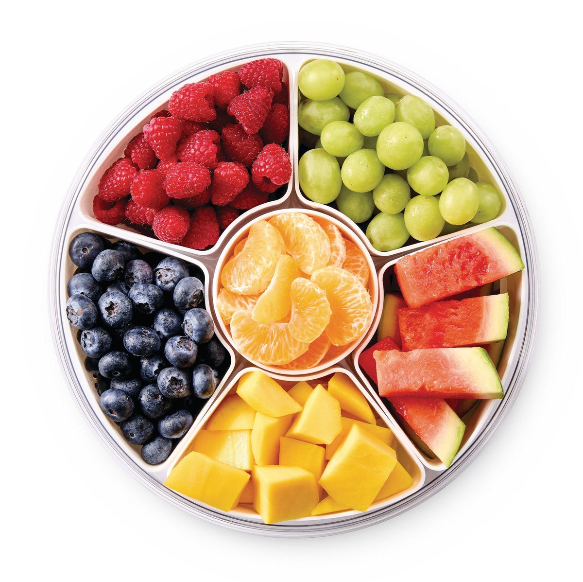 Round Airtight Snackle Box, 6 Compartments, White Y3O9 - product image 1