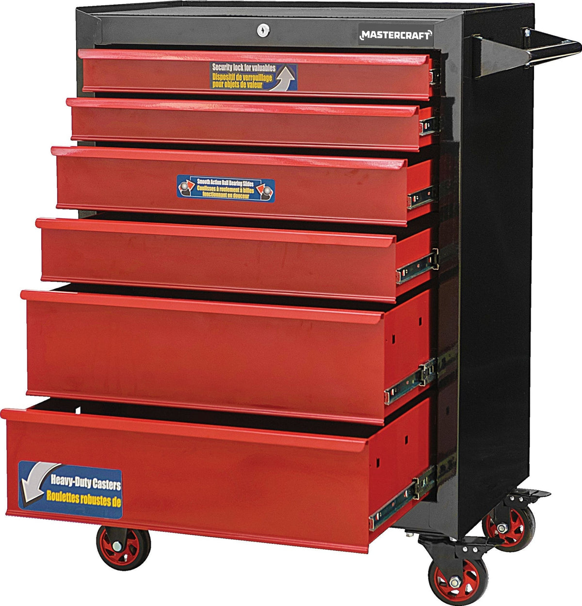 Rolling Tools Storage Cabinet with 6 Drawers, Black&Red, 26-in A2E5 - product image 2