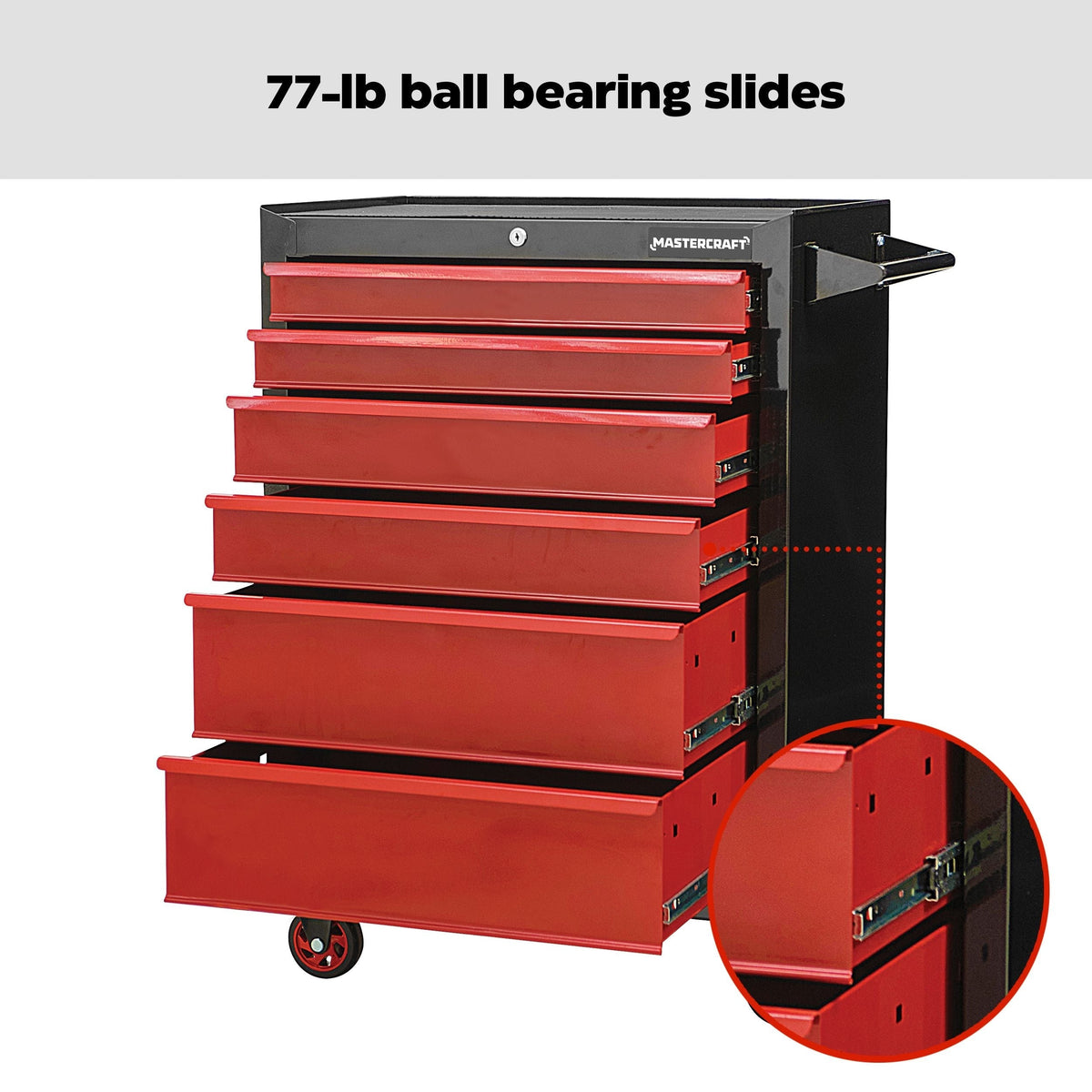 Rolling Tools Storage Cabinet with 6 Drawers, Black&Red, 26-in A2E5 - product image 6