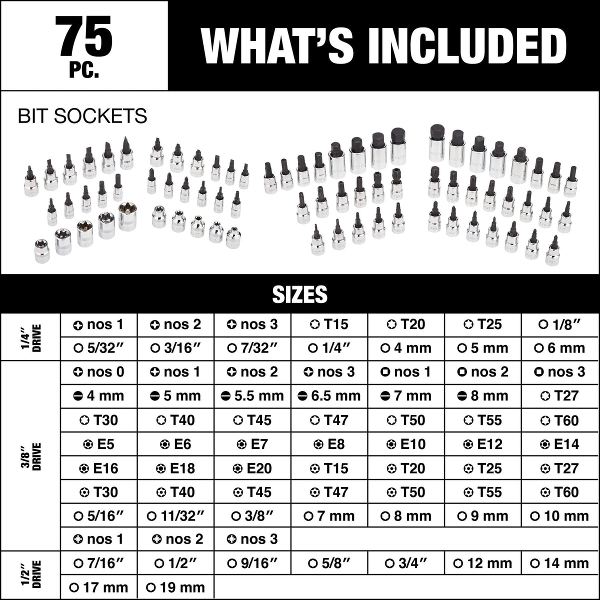Professional Grade Bit Socket Set, 75-pc M5A2 - product image 6