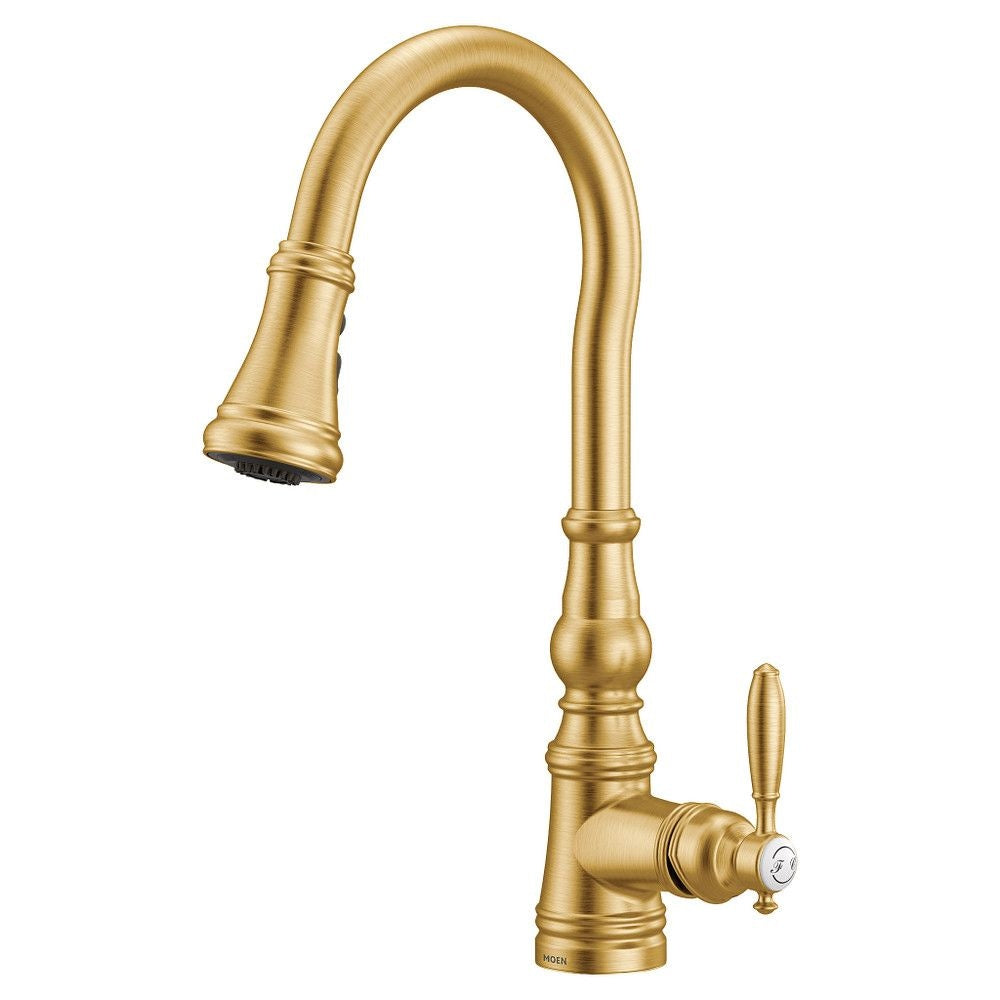Weymouth Single Handle High Arc Pull Down Sprayer Kitchen Faucet with Power Boost, Brushed Gold U0L8 - product image 1