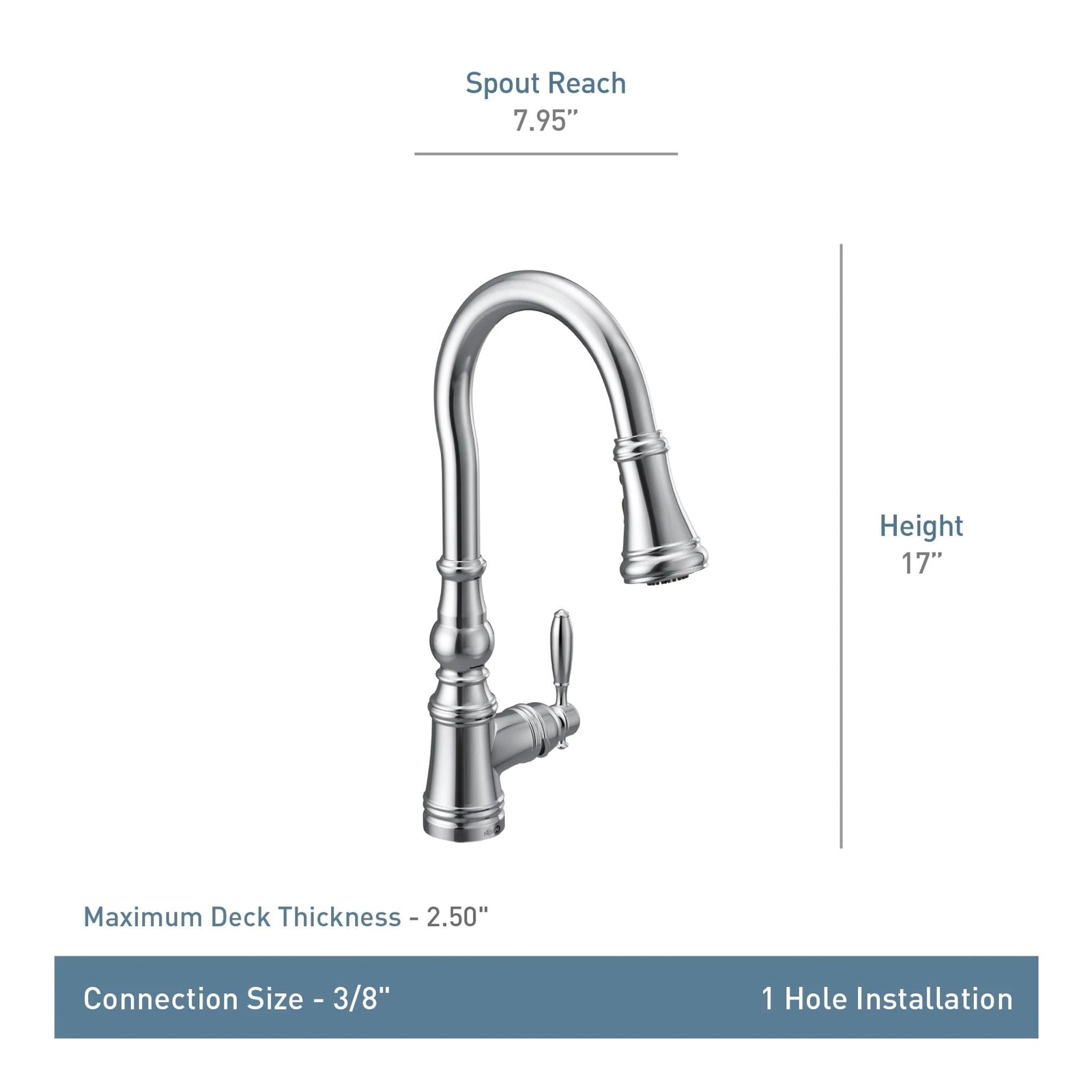 Weymouth Single Handle High Arc Pull Down Sprayer Kitchen Faucet with Power Boost, Brushed Gold U0L8 - product image 3