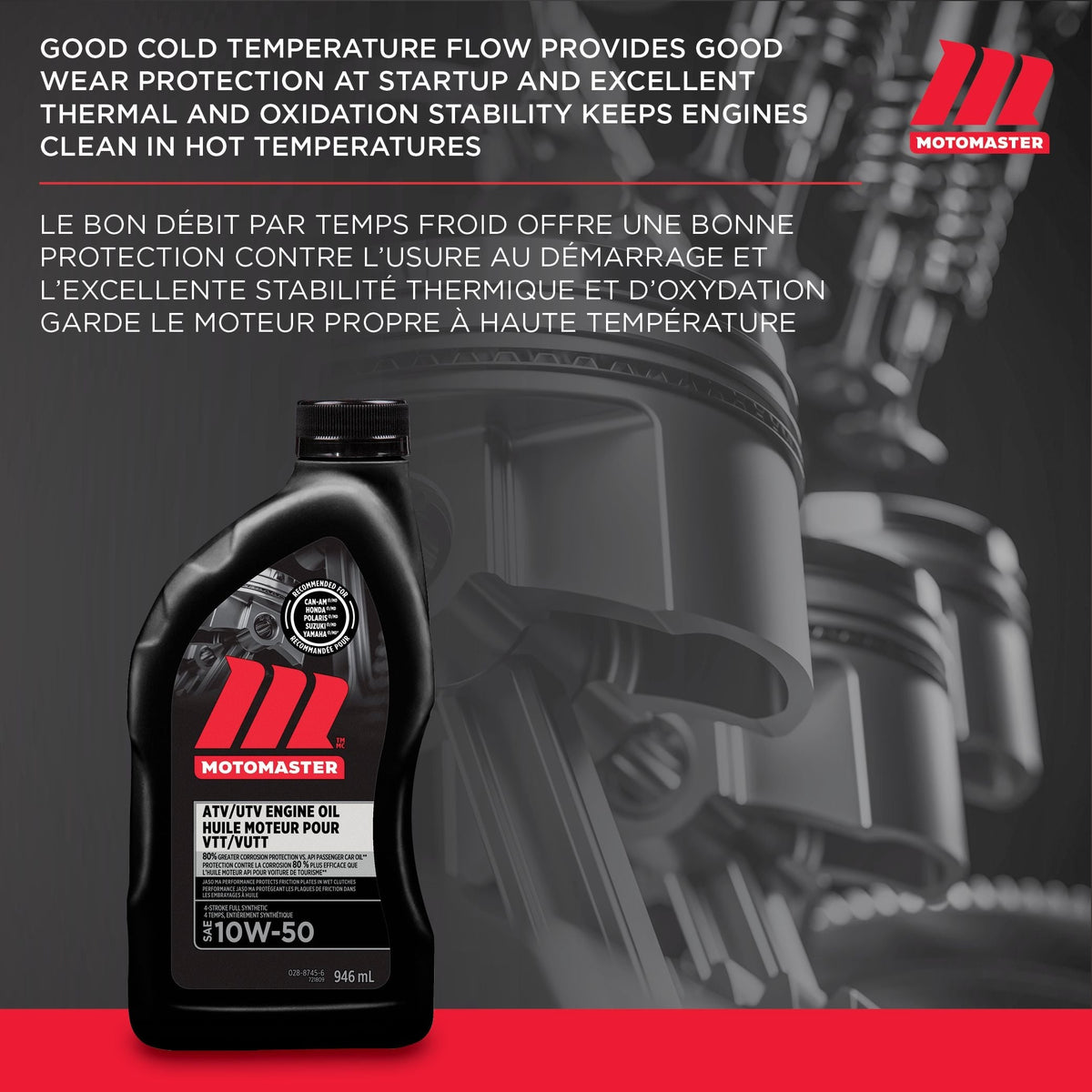 4-Stroke Synthetic ATV/UTV Engine Oil 10W50, 946-mL Q3K7 - product image 5