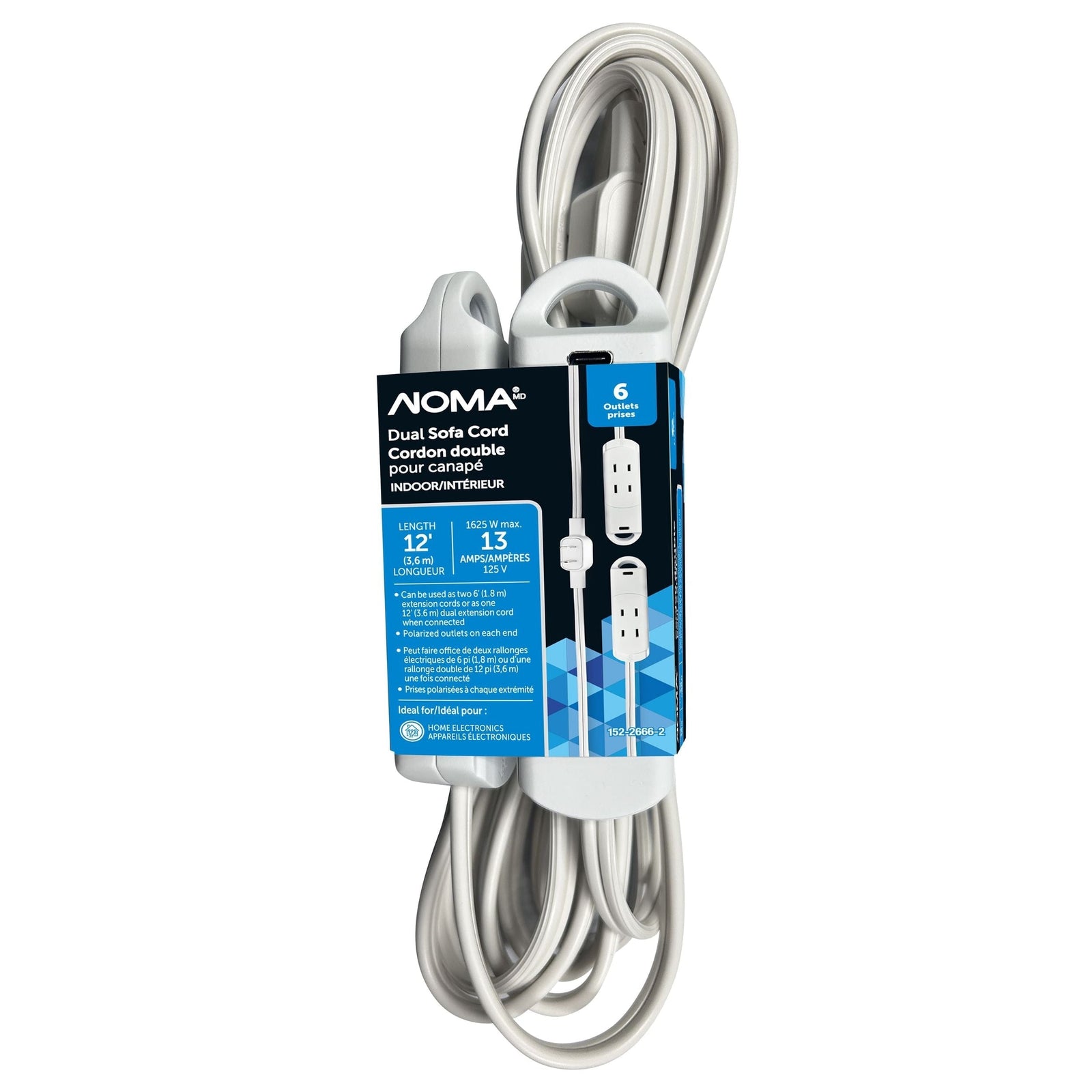 6-ft 13A 6-Outlet/1-USB-C White Indoor Twin Extension Cord L6P8 - product image 1