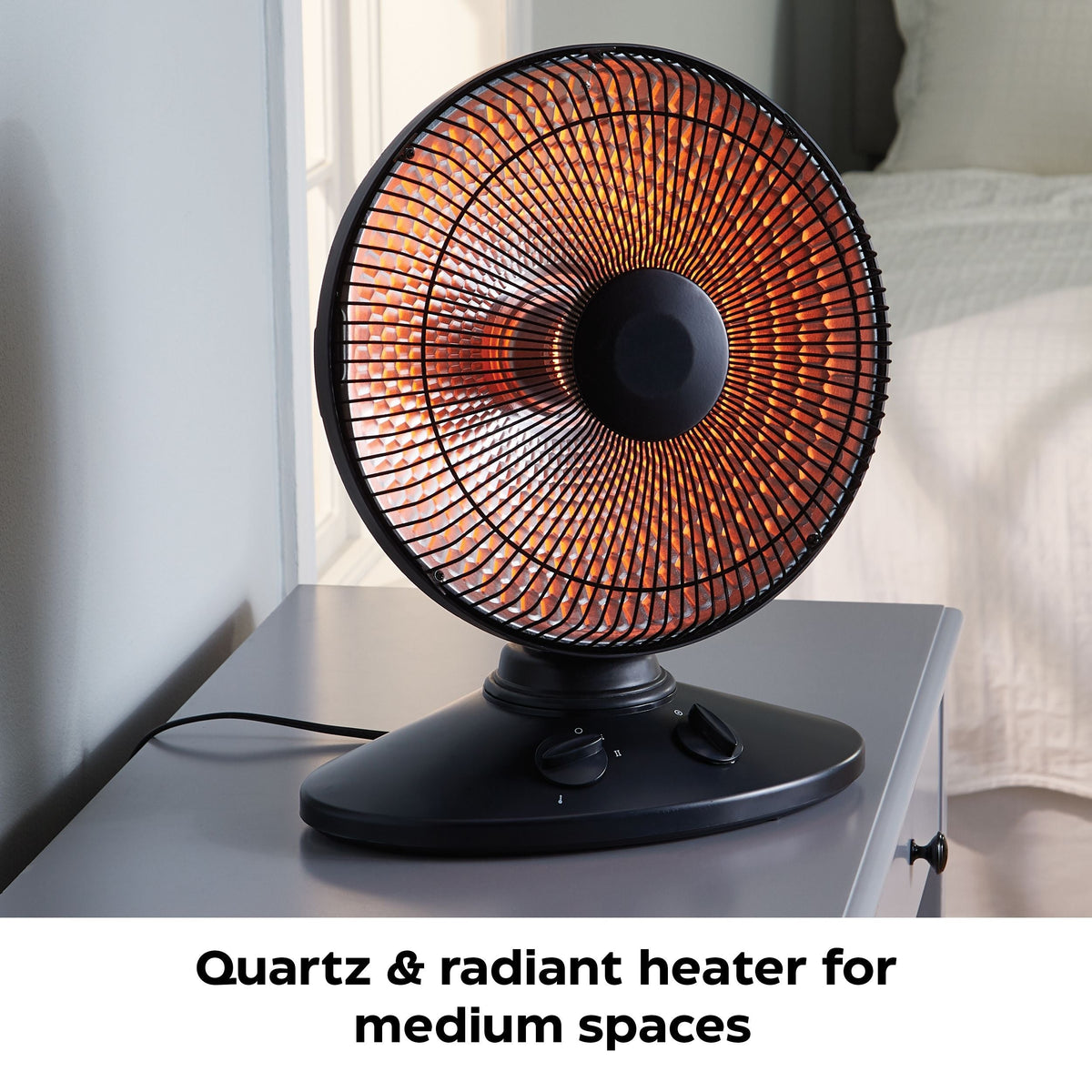 Oscillating Parabolic Dish Portable Radiant Electric Space Heater, 1000W, Black P0E5 - product image 7