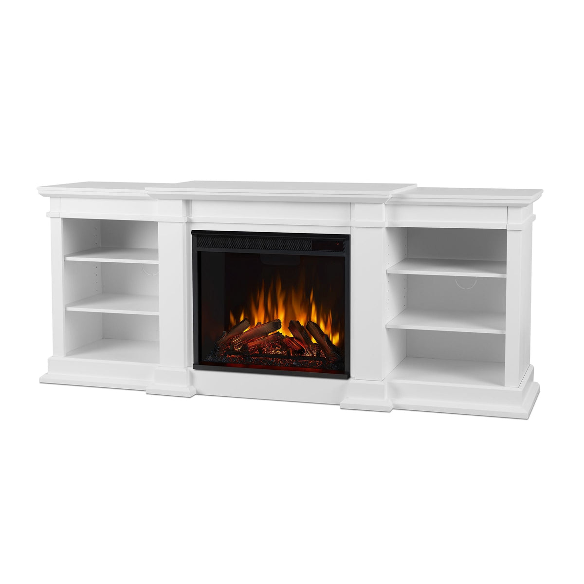 Flame Fresno Electric Media Indoor Electric Fireplace TV Stand, 72-in, 1500W, White S5V6 - product image 1
