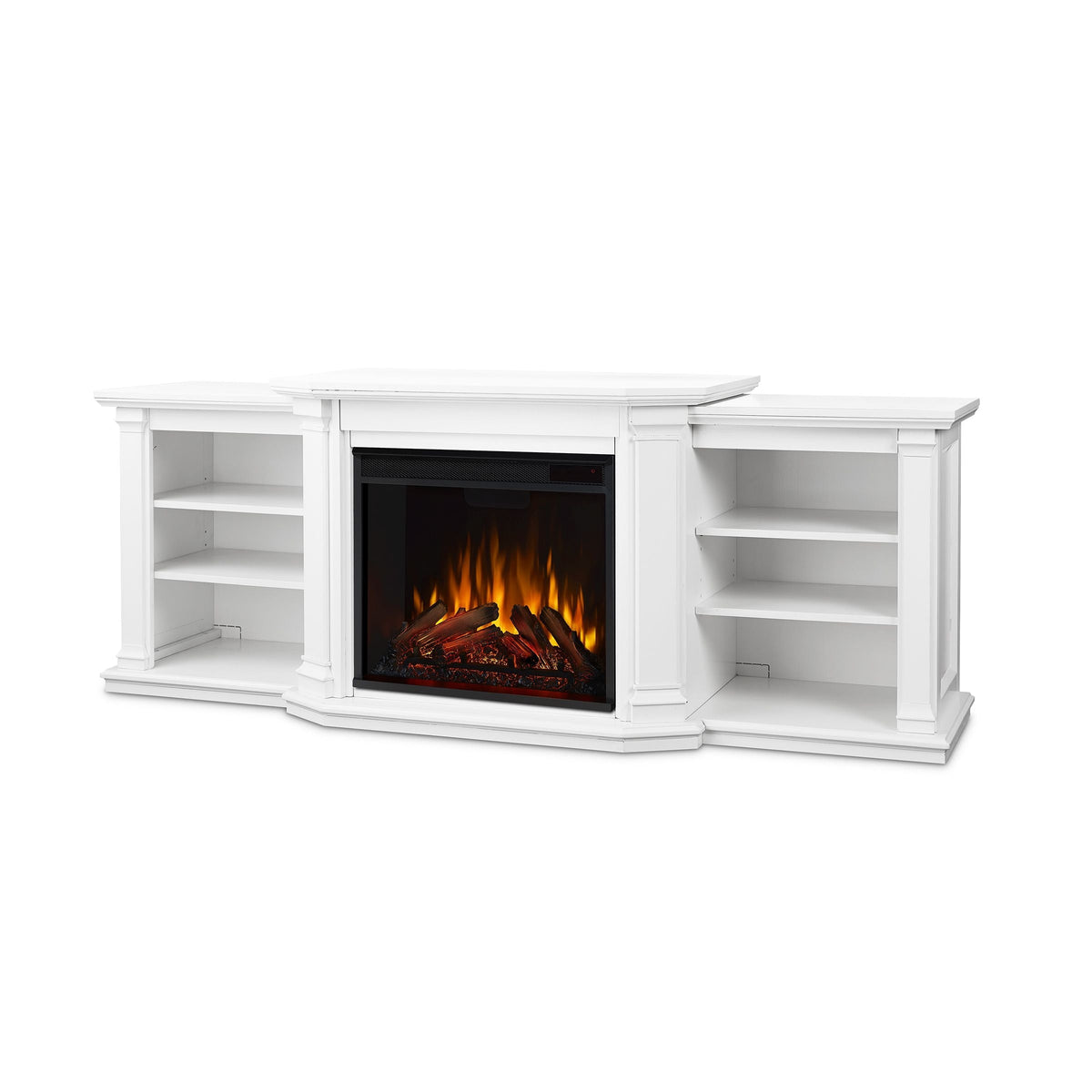 Flame Valmont Media Indoor Electric Fireplace TV Stand, 74-in, 1500W, Includes Remote Control & Firebox, White A0R0 - product image 1