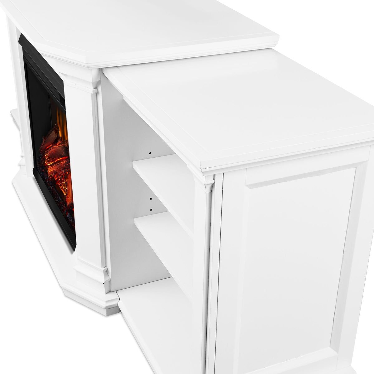 Flame Valmont Media Indoor Electric Fireplace TV Stand, 74-in, 1500W, Includes Remote Control & Firebox, White A0R0 - product image 3