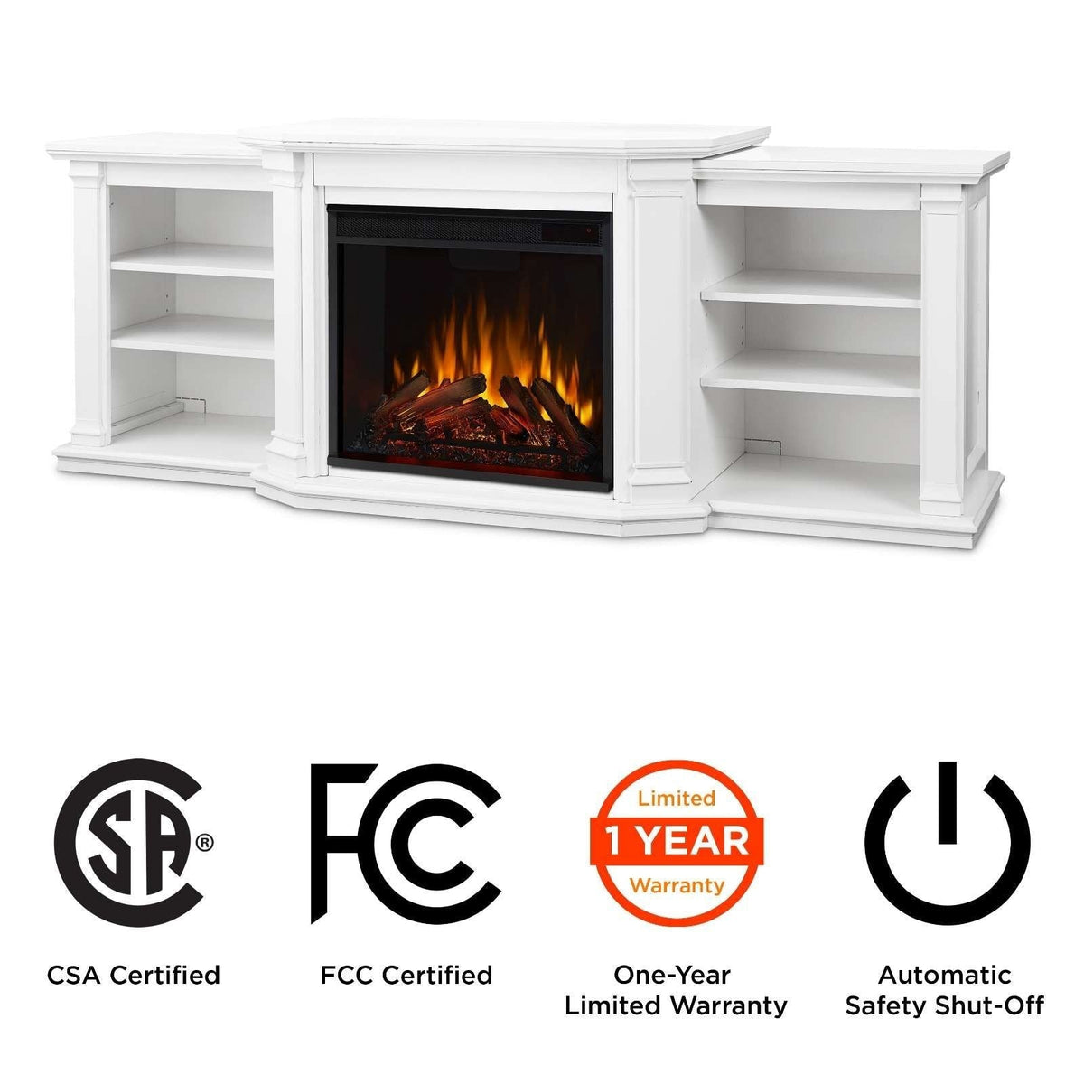 Flame Valmont Media Indoor Electric Fireplace TV Stand, 74-in, 1500W, Includes Remote Control & Firebox, White A0R0 - product image 7