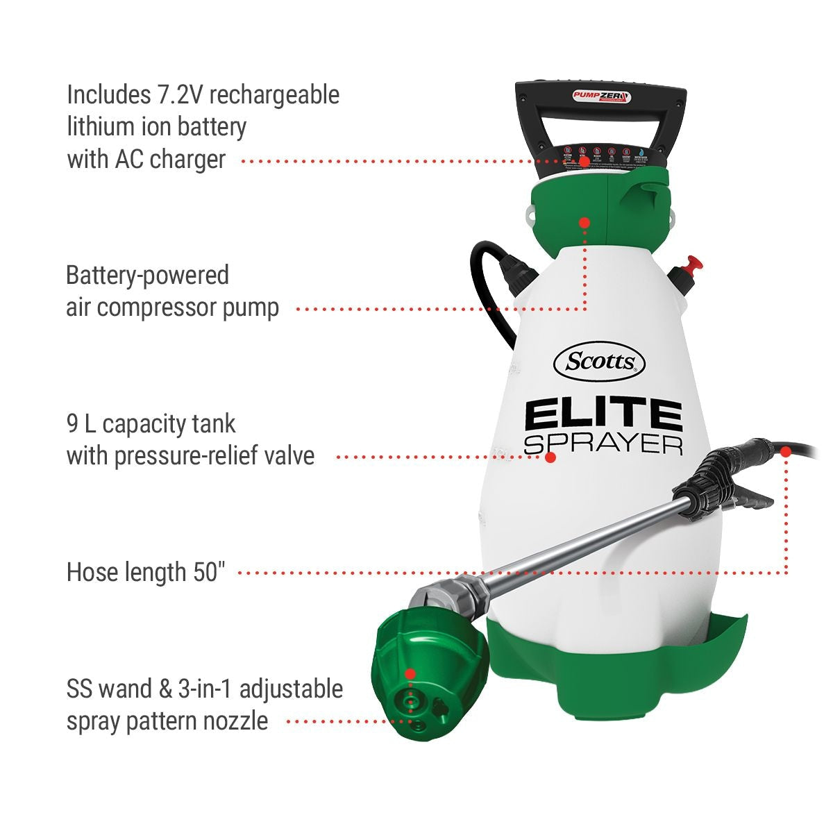 Elite 7V Lithium-Ion Battery Powered Garden Pump Sprayer, 9.09-L T8J8 - product image 2