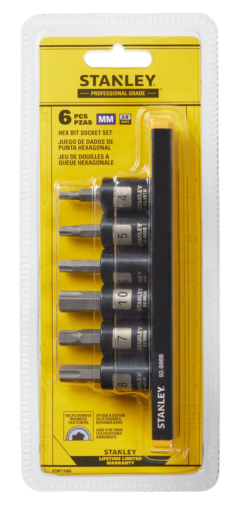 Professional Grade Black Chrome Hex Bit Socket Set, Metric, 6-pc F9E9 - product image 3