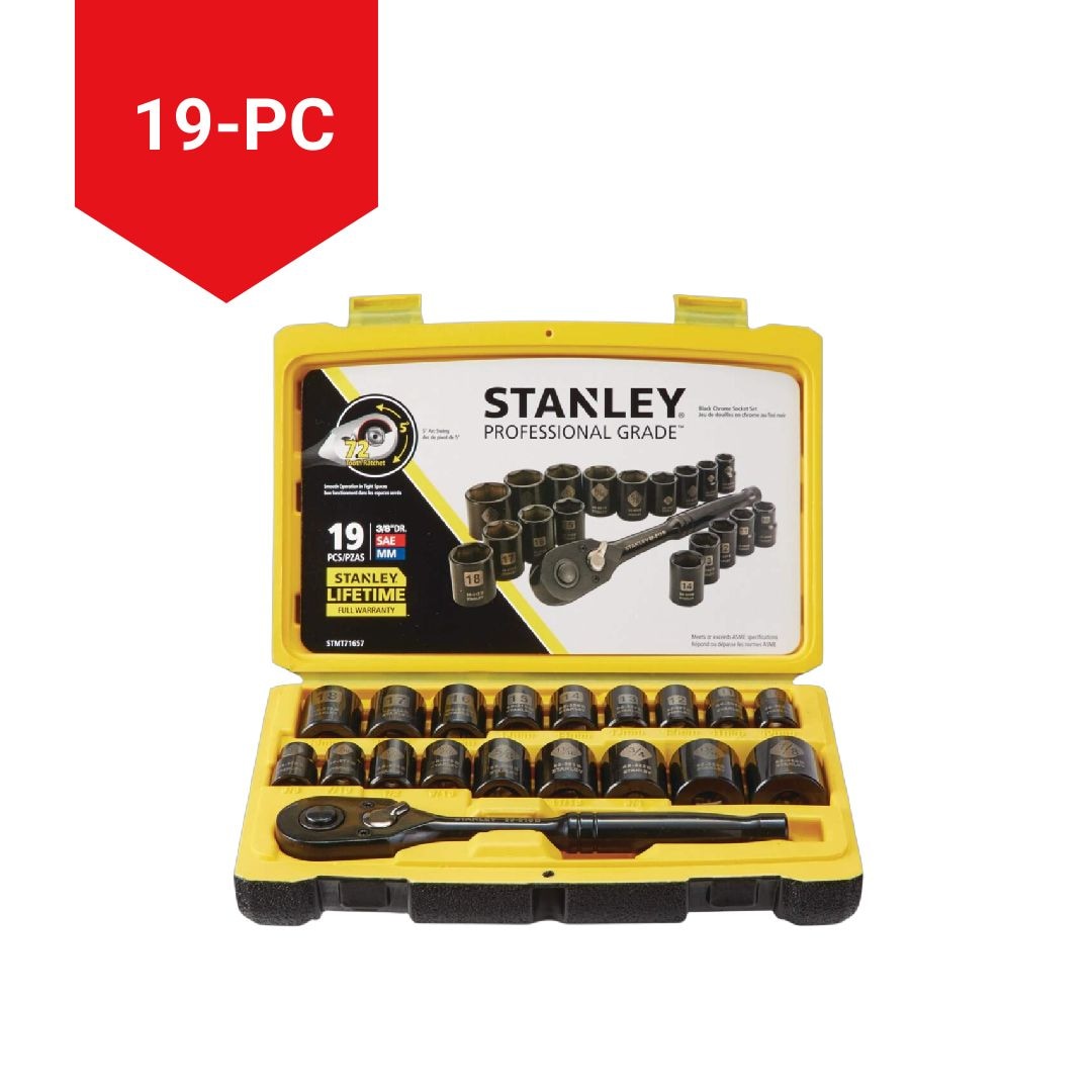 Professional Grade Black Chrome Socket Set, 19-pc, SAE/Metric D2N0 - product image 5