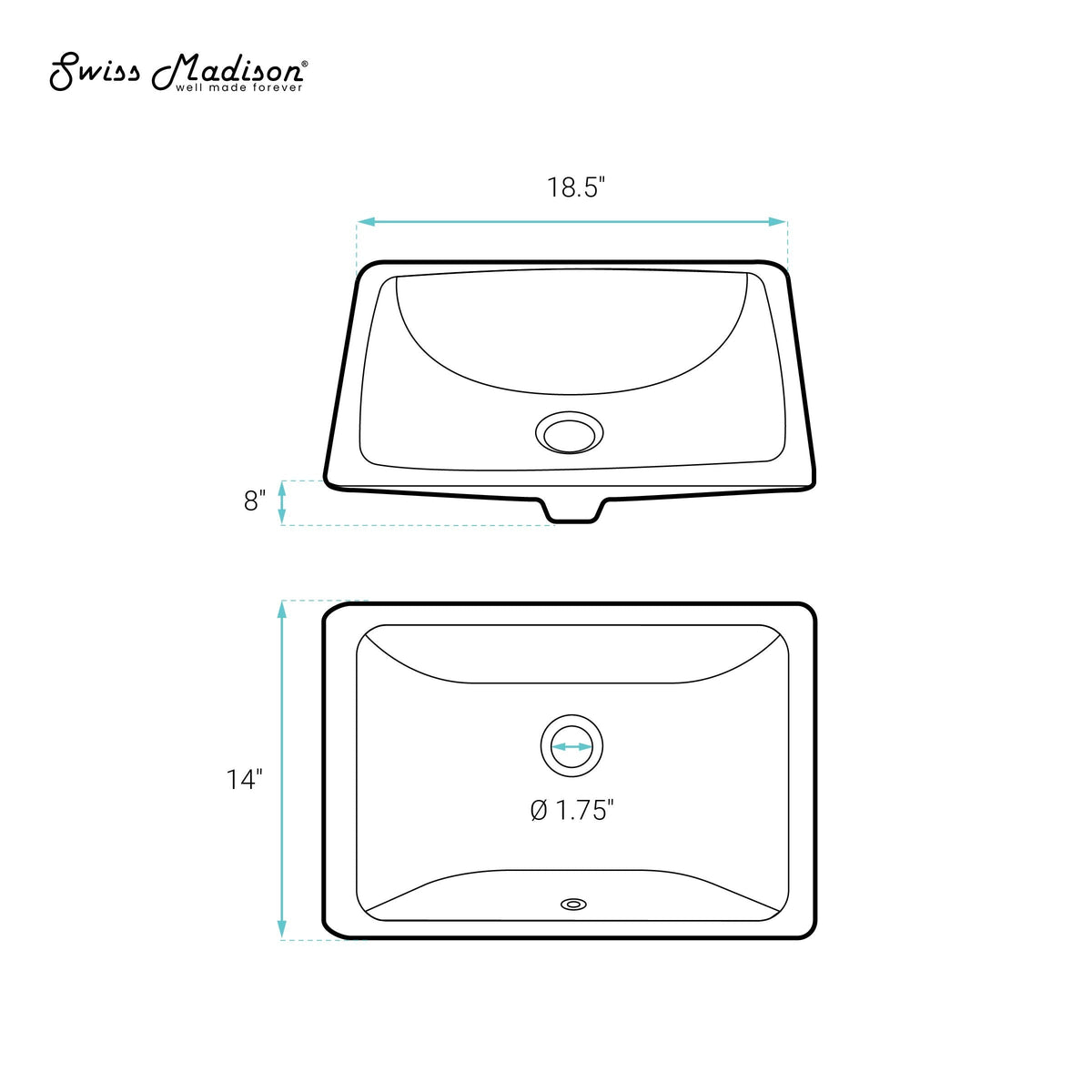 Plaisir 18.5 Rectangular Under-Mount Bathroom Sink I0Y0 - product image 7