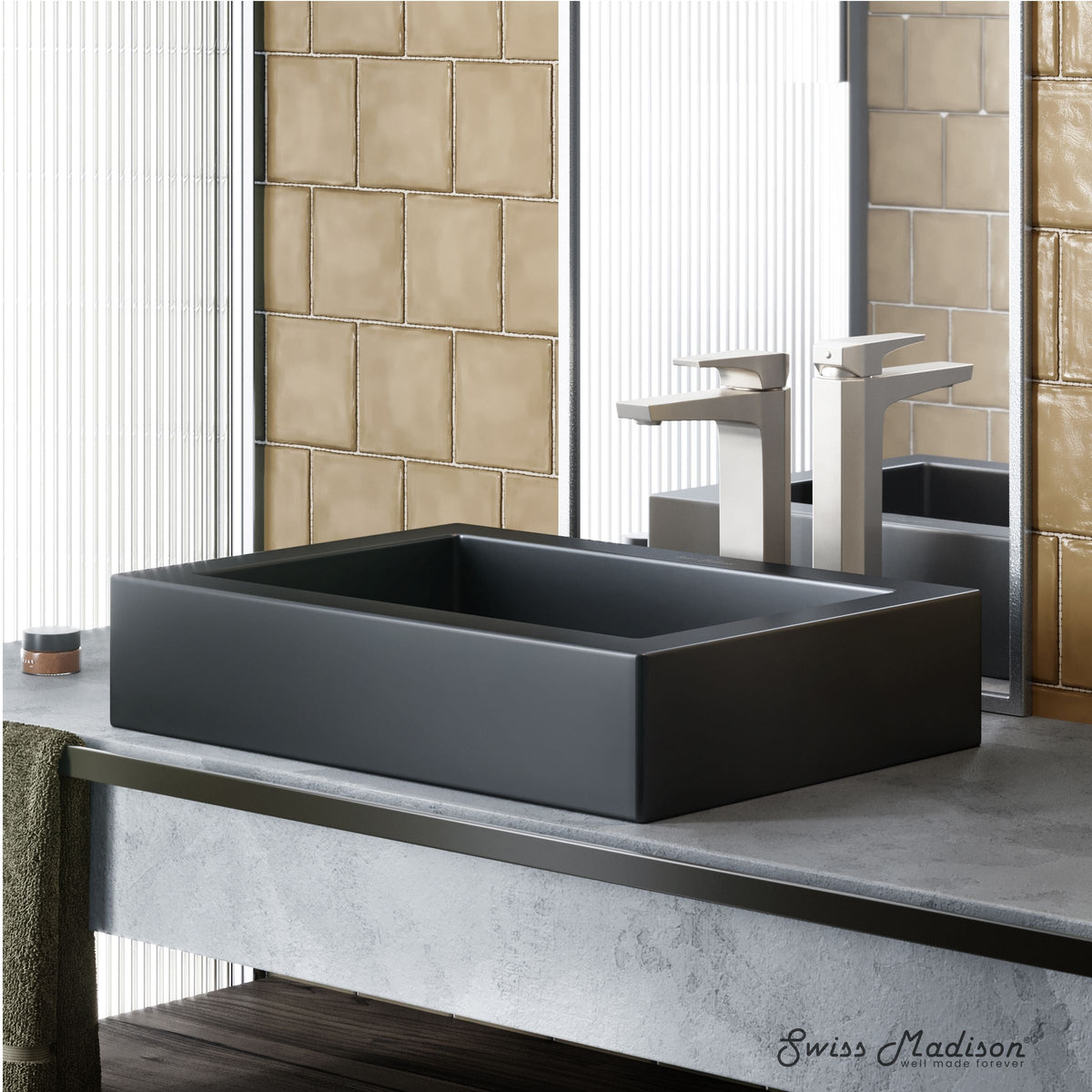 Voltaire Ceramic Rectangle Vessel Sink, Matte Black T3T5 - product image 4
