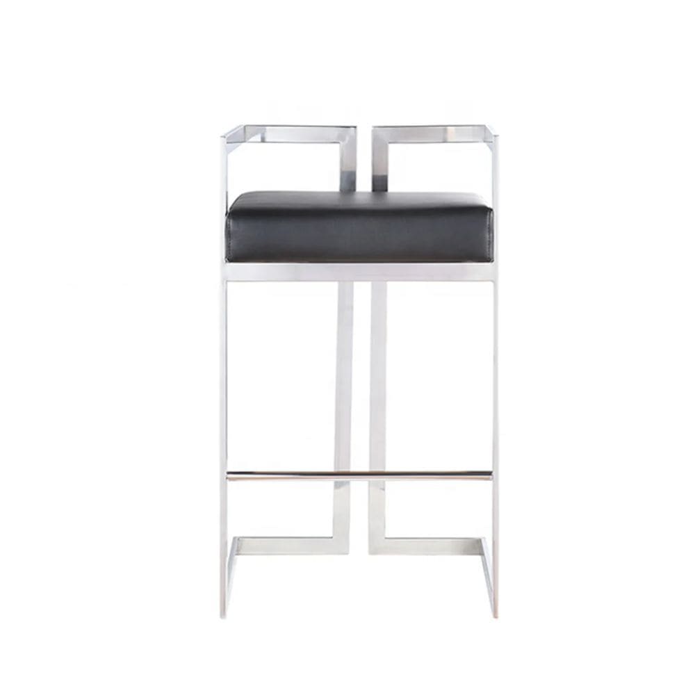 Me Home Black Cushioned Harvey Stool with Silver Frame H7H5 - product image 1