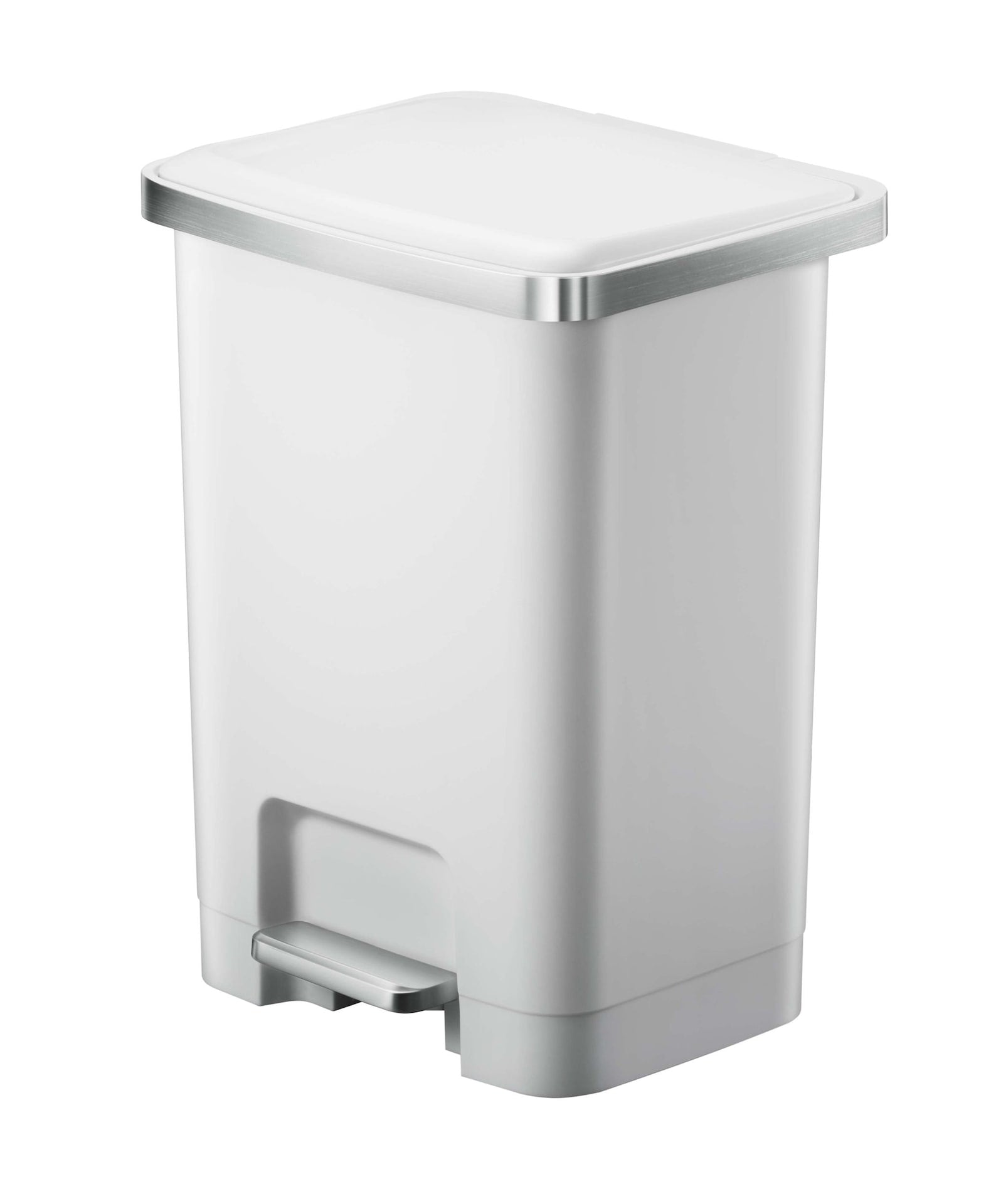 Type A Wide Resin Rectangular Step Refuse Can, White, 25-L V0A0 - product image 1