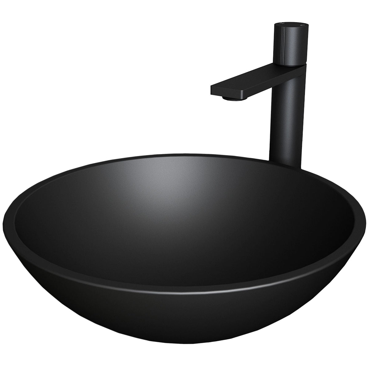 Cavalli MatteShell Matte Black Bathroom Sink/Basin Set with Gotham Faucet and Round Glass Vessel Y9W2 - product image 1