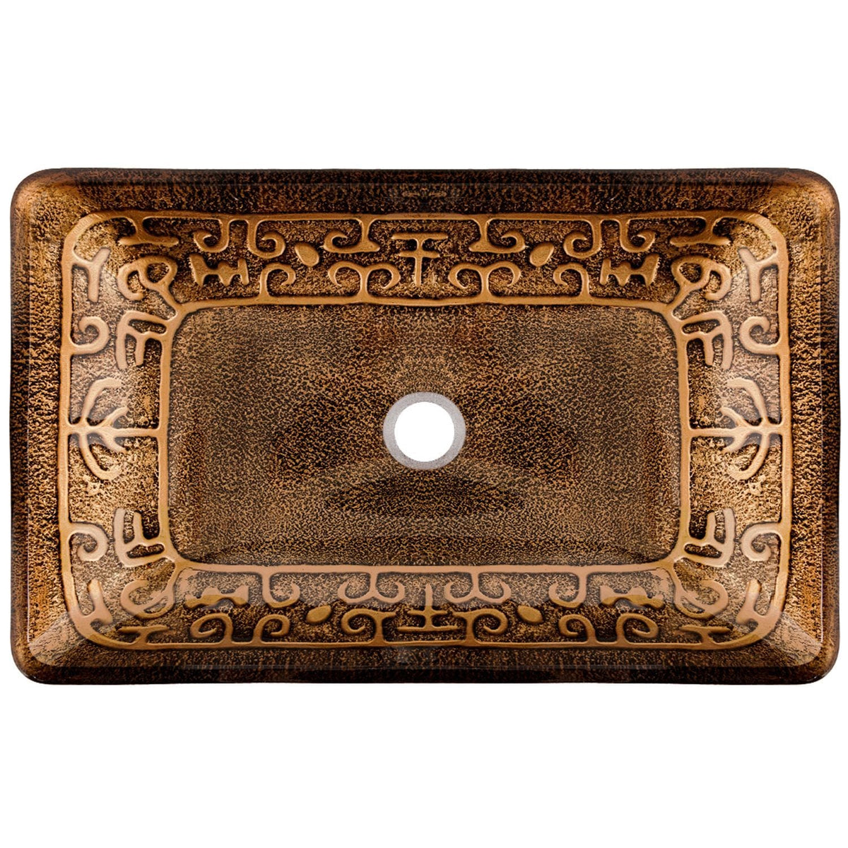 Glass Rectangular Vessel Bathroom Sink/Basin with Rounded Edges & Deep Bowl, Gold H1I7 - product image 2