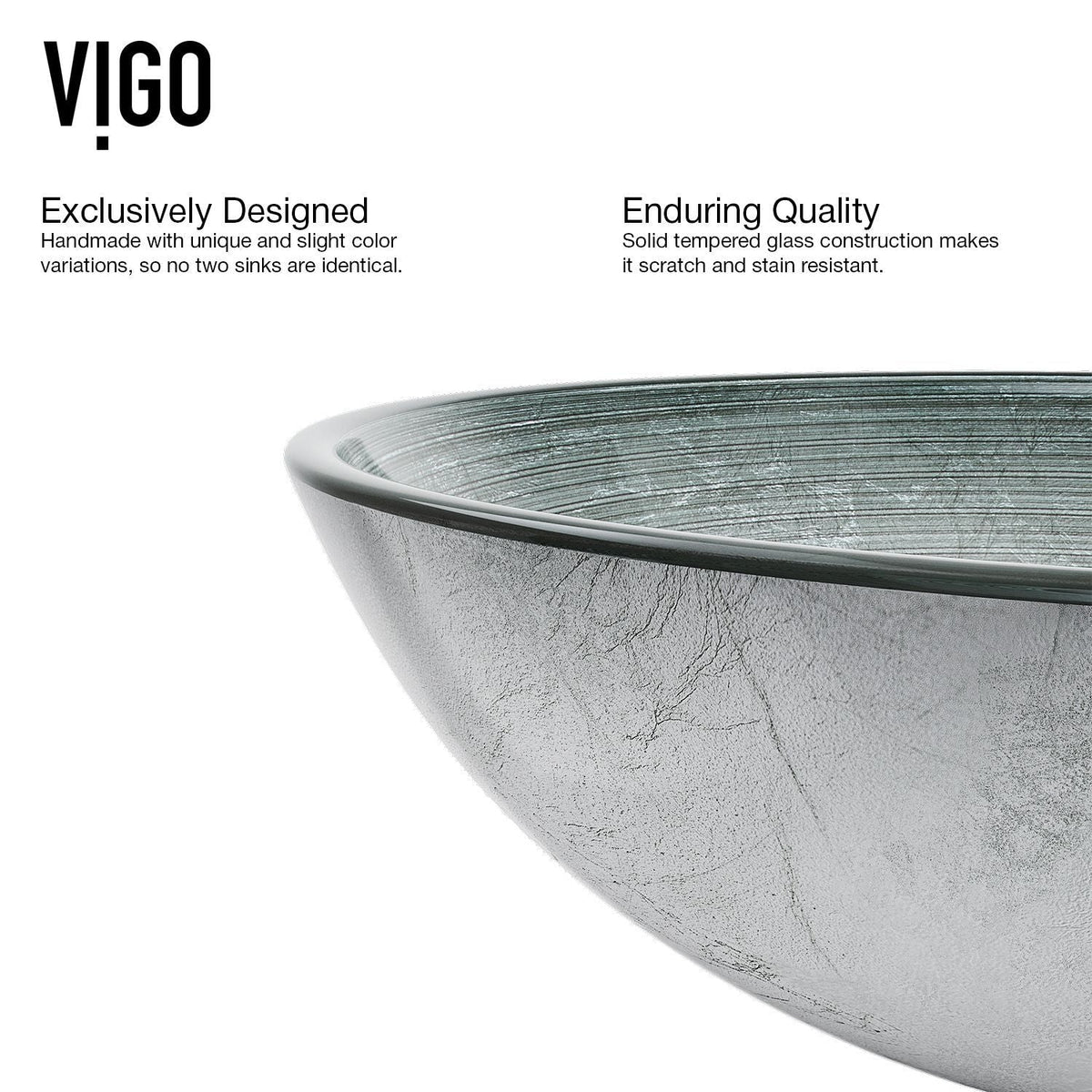 Glass Simply Silver Bathroom Sink/Basin Set with Chrome Duris Faucet and Round Vessel O7R3 - product image 5