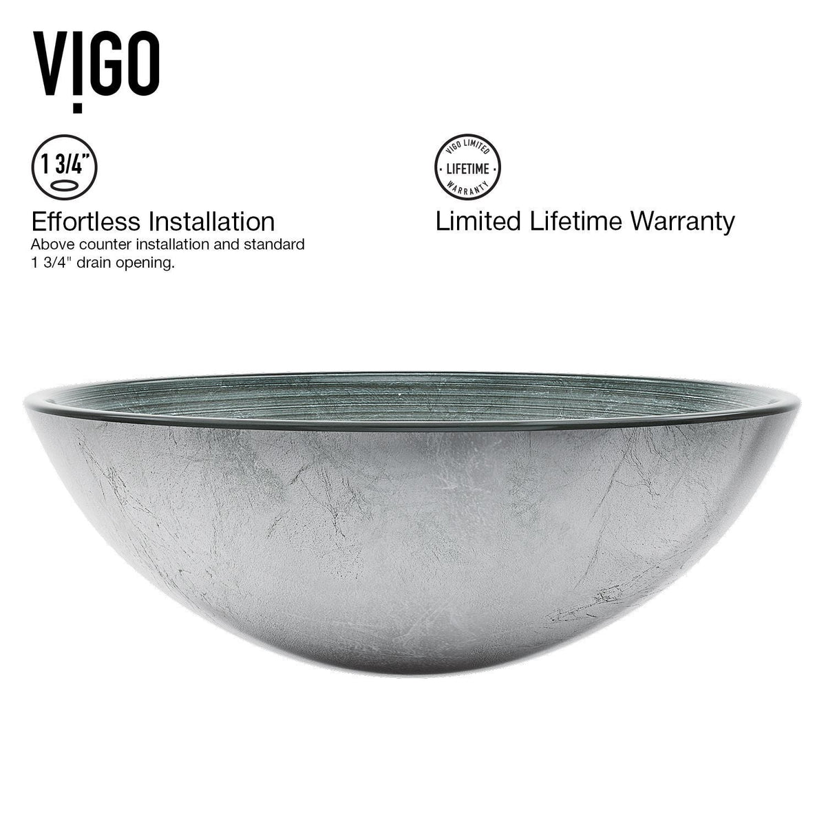 Glass Simply Silver Bathroom Sink/Basin Set with Chrome Duris Faucet and Round Vessel O7R3 - product image 7