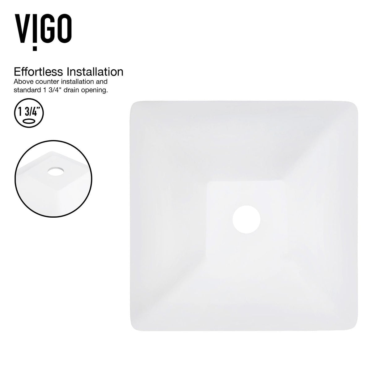 Hibiscus MatteStone White Bathroom Sink/Basin Set with Linus Faucet and Square Composite Vessel O0P0 - product image 4