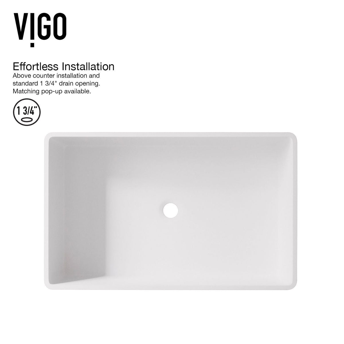 Magnolia MatteStone White Bathroom Sink/Basin Set with Lexington Faucet and Rectangular Composite Vessel E1O2 - product image 3