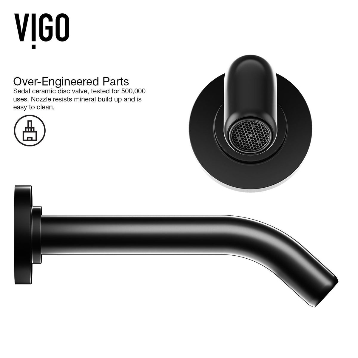Magnolia MatteStone White Bathroom Sink/Basin Set with Olus Wall Mount Faucet and Rectangular Composite Vessel I7Q2 - product image 4