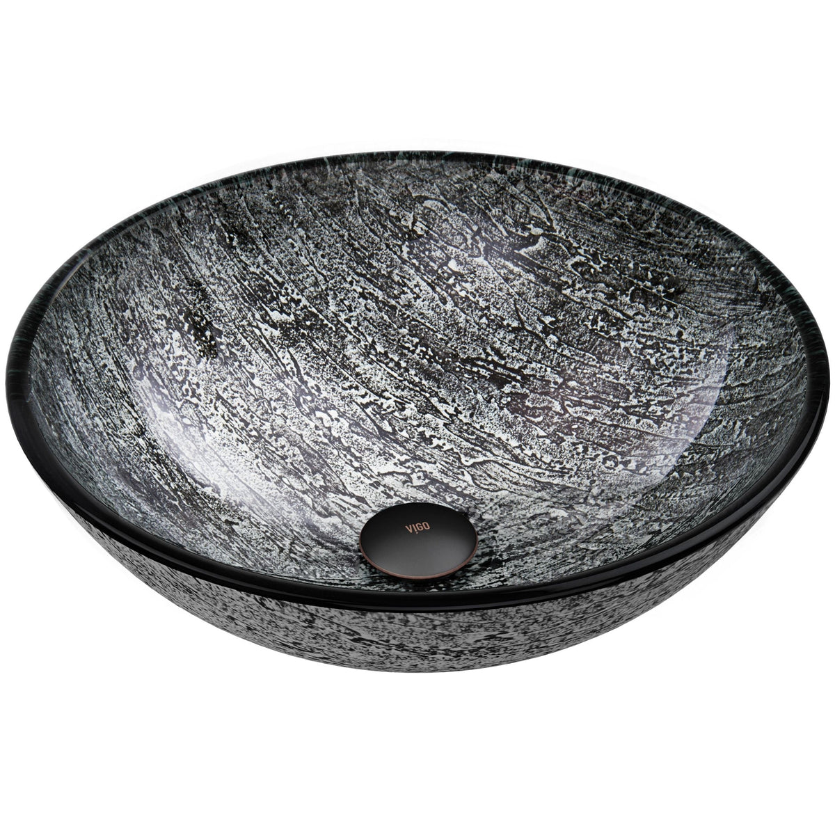 Round Glass Vessel Bathroom Sink/Basin with Deep Bowl, Titanium J0R8 - product image 2