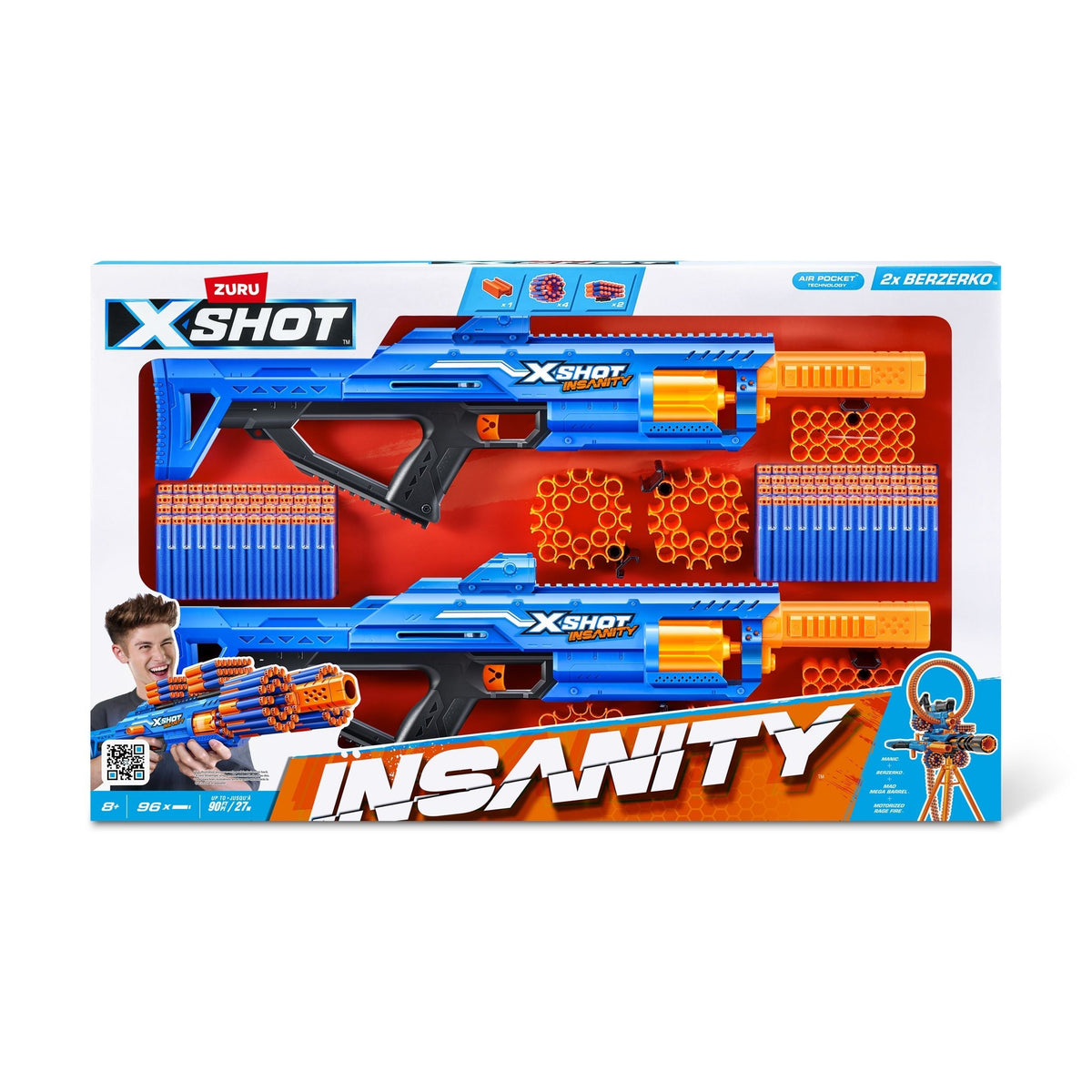 X-Shot Insanity-Series 1 Berzerko Dart Blaster with 96 Darts, 2-pk, Ages 8+ M4P0 - product image 2
