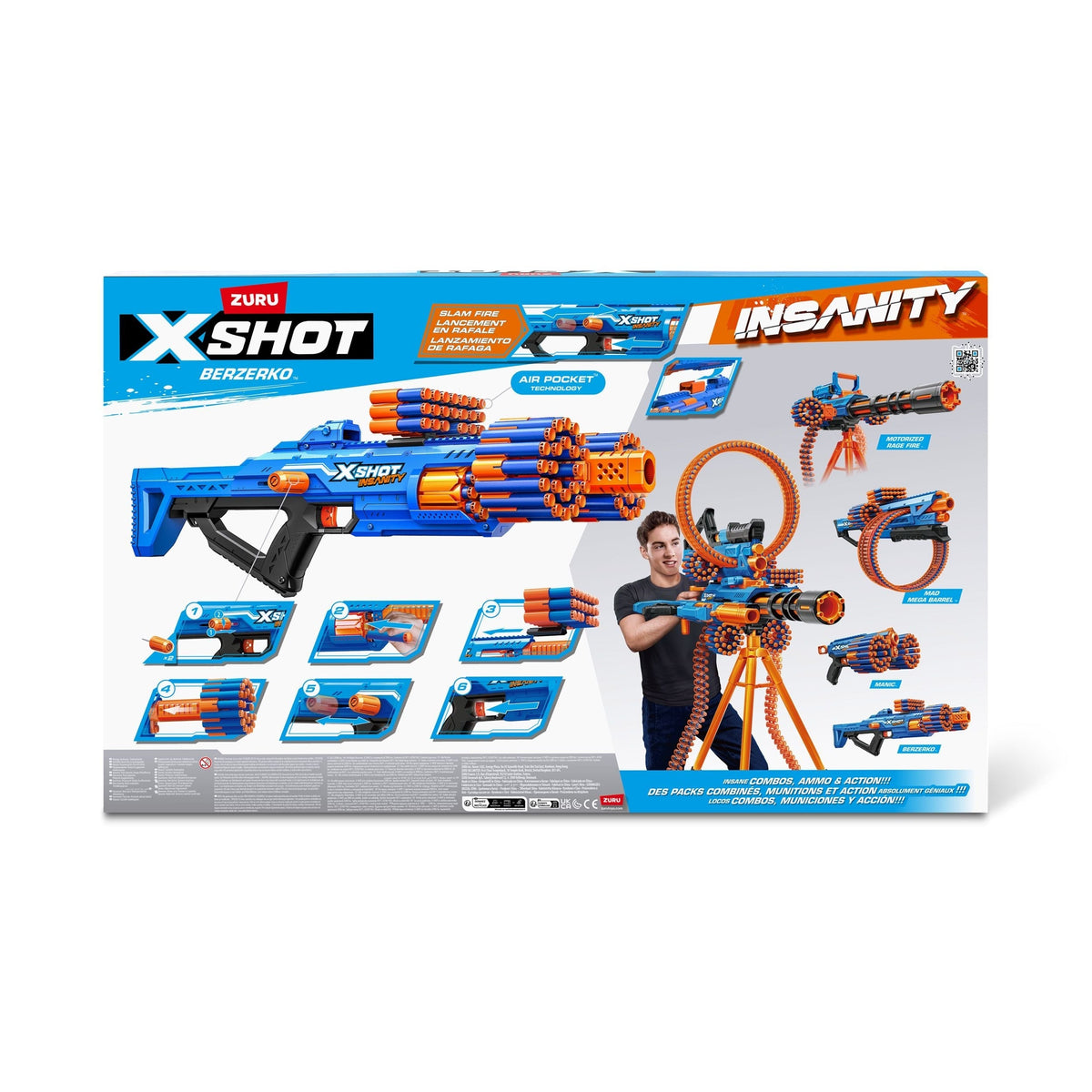 X-Shot Insanity-Series 1 Berzerko Dart Blaster with 96 Darts, 2-pk, Ages 8+ M4P0 - product image 3