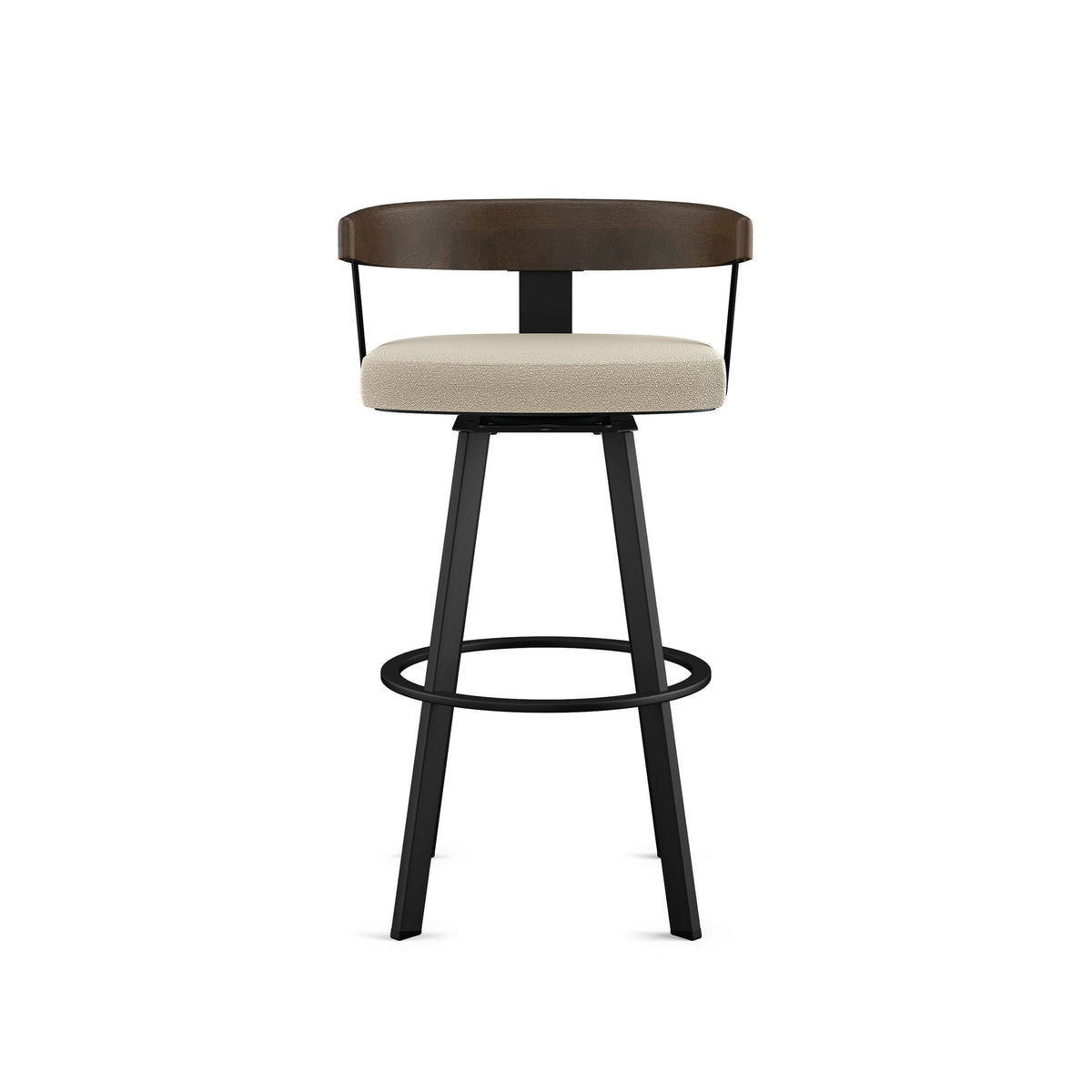 Lars Wood Swivel Bar Stool with Backrest, Black Frame, 30-in O2R7 - product image 1