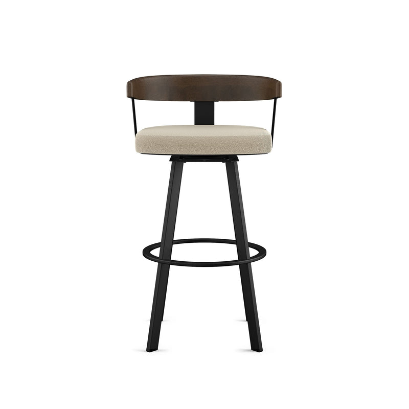 Lars Wood Swivel Bar Stool with Backrest, Black Frame, 30-in O2R7