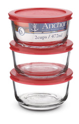 Round Glass Storage Container Set with Lids, 3 Count J7K2 - product image 1