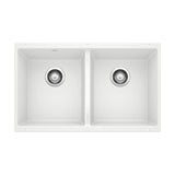 Precis SILGRANIT 29-in 50/50 Double Bowl Undermount Kitchen Sink, White T1T2 - product image 1