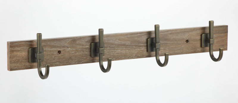 4-Hook Rail, Weathered Walnut, 27-in E0M4