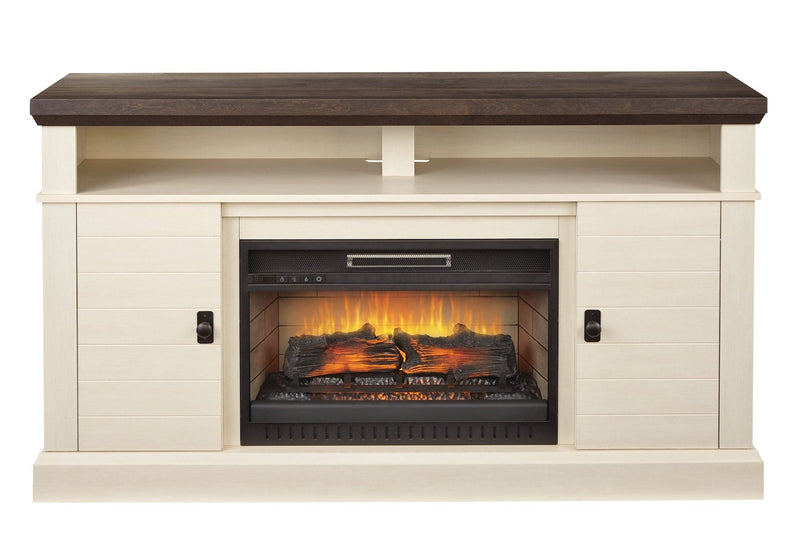 Ashcroft Media Console Electric Fireplace TV Stand, 60-in, 1400W, Includes Remote Control, White D6X7