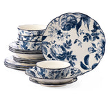 Augusta Stoneware Dinnerware Set, Serves 4, 16-pc, Blue Floral D1N2 - product image 1