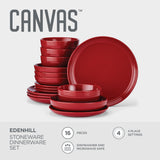 Edenhill Farmhouse Bistro Stoneware Dinnerware Set, Serves 4, 16-pc, Red D1A5 - product image 5